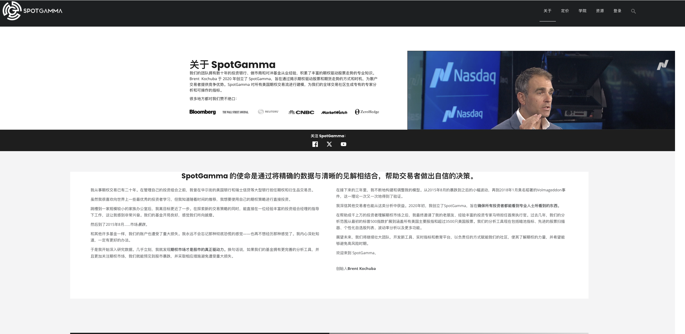 SpotGamma 关于页面参考